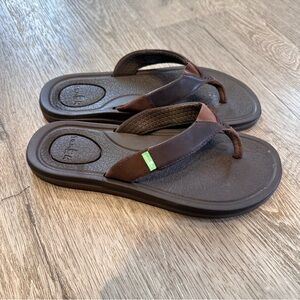Sanuk yoga mat 3 primo brown flip flop sandals size 8